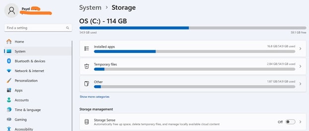 Storage space