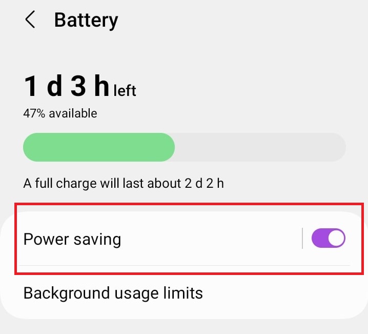 power saving mode to improve phone battery life