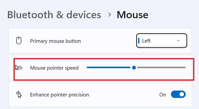 mouse pointer speed